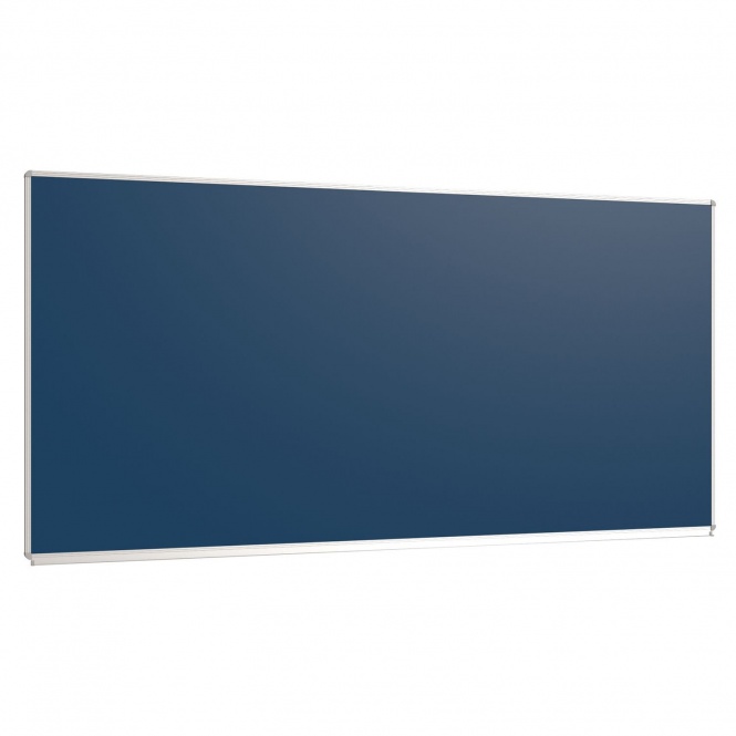 Wandtafel Stahlemaille blau, 250x120 cm, mit durchgehender Ablage, 
